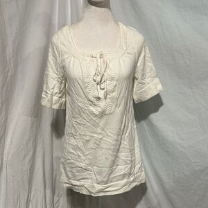 Banana Republic White Cotton Short Sleeve Top Size S